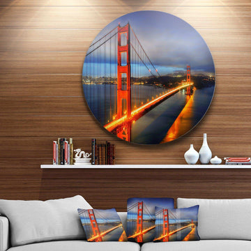 Golden Gate Bridge - Landscape Photography Round Metal Wall Art